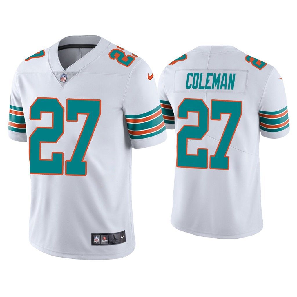 Men Miami Dolphins #27 Justin Coleman Nike White Vapor Limited NFL Jersey